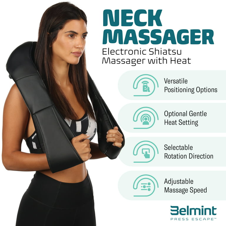 Belmint Shiatsu Massager with Heat, 8 Deep Kneading Nodes for Neck