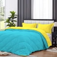 thumbnail image 4 of D.N.G. BEDDINGS 5 Piece Luxury Reversible Diamond Pattern Comforter Set Premium Super Soft, All Season 800 TC, 100% Egyptian Cotton Twin/Twin XL Size Yellow-Turquoise Blue Color, 4 of 7