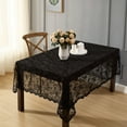 thumbnail image 3 of THD Harpy Floral Lace Fabric Tablecloth, Lace Fabric Table Cloth for Rectangle Tables, Wrinkle Resistant Tablecloth, Patterned Scalloped Tablecloth (60 W x 104 L, Black), 3 of 4