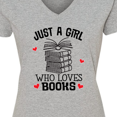 thumbnail image 4 of Inktastic Just A Girl Who Loves Books Women's V-Neck T-Shirt, 4 of 5