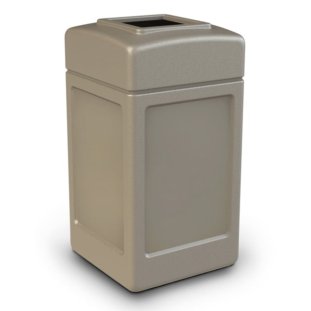 Commercial Zone 732102 Open-Top Square 42 Gallon Waste Trash Container, Beige