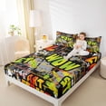 thumbnail image 4 of Feelyou Boys Street Graffiti Queen Sheet Sets, Watercolor Art Bed Set, 4 Pieces, 4 of 7