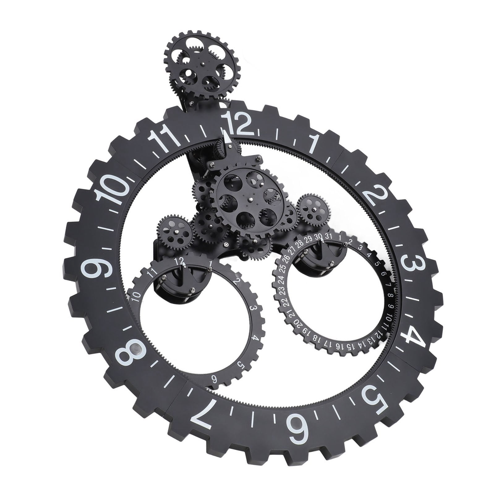 Horloge Industrielle à Engrenages - Bois Et Métal - Décor Salon (13x12.5x4.5cm)