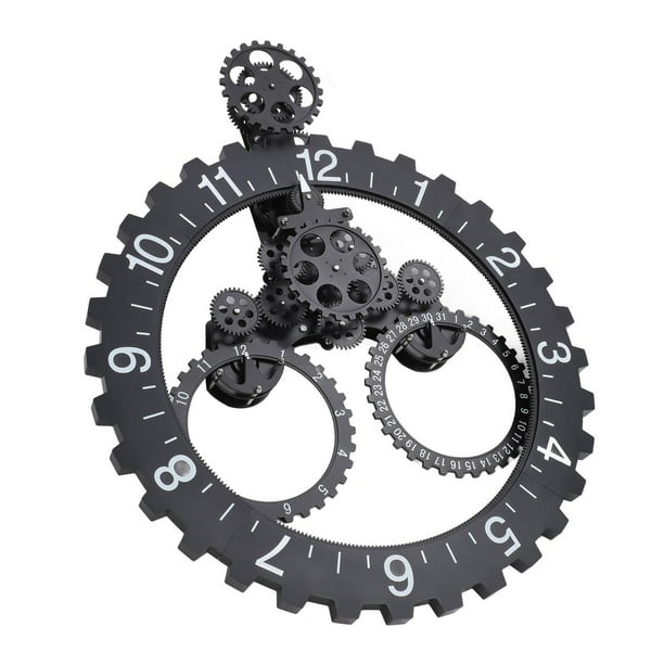 Reloj De Pared De Engranaje Mecánico Con Números Romanos, Engranajes Móviles Grandes De , Reloj Steampunk Industrial De Metal Realista