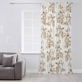 thumbnail image 3 of Brown Fruit Semi Sheer Curtains Drapes for Living Room, Bedroom, French Doors Window 45 Inches Long, Vintage Plant Nature Botanical Flower Rod Pocket Chiffon Curtain Drapery Voile Draperies Panel, 3 of 6