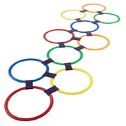 Hopscotch Ring Game-10 Multi-Colored Plastic Rings and 15 Connectors for Indoor or Outdoor Use-Fun Creative Play Set for Girls and Boys by Hey! Play!