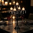 thumbnail image 5 of Metal Candelabra European Style Candlestick with Crystal Pendants, for Home, Wedding, Hotel, Dinner Table, Mantel, Banquet and Romantic Centerpiece Decor​, Black, 5 of 7
