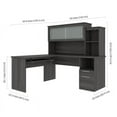 thumbnail image 4 of Bestar Dayton 65" L-Shaped Desk with Hutch File and Bookcase in Bark Gray, 4 of 10