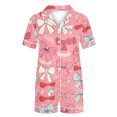 thumbnail image 5 of SERTG Womens Valentine Print Lapel Short Sleeve Pajama Set with Pockets Casual Spring Summer Homewear Two-Piece Outfit(Red#1,S), 5 of 5