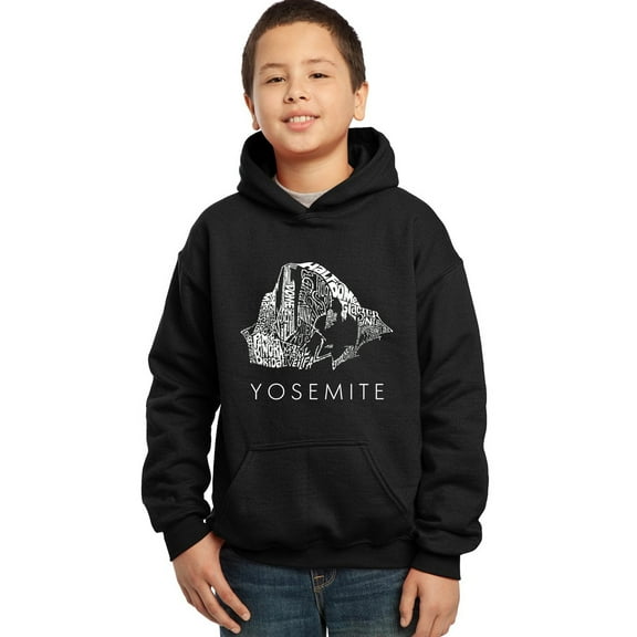 LA Pop Art Boy's Word Art Hooded Sweatshirt - Yosemite