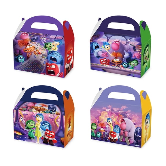 12 PCS Party Favor Candy Bags for Inside Out Cartoon Themed Birthday Supplies Decor Kraft Paper Gift Bag.