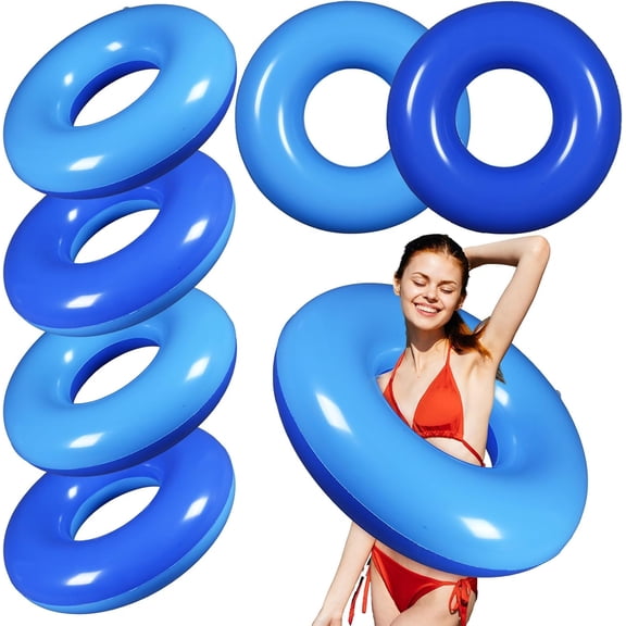 6 Pcs Inflatable Pool Float for Adult 28 Inch Swim Tube Bulk Pool Inner Tube Floaties Swimming Ring for Beach Party Decoration Women Men River Lake Summer Vacation Holiday