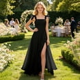 thumbnail image 5 of ITSAME Girls Smocked Slip Dress Square Neck Flowy Ruffle High-Low Hem Wedding Pageant Party Ball Gown Black Size 14, 5 of 6