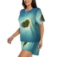 thumbnail image 2 of Fuzoiu Paradise Island Print Women's Short-Sleeved Pajama Set,Lounge Sleepwear Set,Womens Pajama Sets 2 Piece,Button-Up Top and Shorts with Pockets-4X-Large, 2 of 7