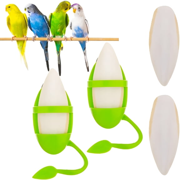 ACDANC 2 Pcs Bird Cage Cuttlebone Holder with 4 Pcs Bones, Food Clip Stand for Parrot