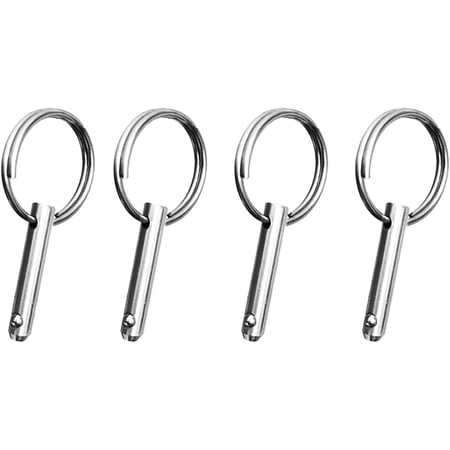 Set Of 4 Stainless Steel Quick Release Pins - 3/16" Thick, 1-1/8" Length, Marine Grade 304, For Kayak & Boat
