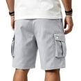 thumbnail image 6 of Men's Solid Cargo Shorts, Wrinkle Resistant Multi Pocket Outdoor Work Shorts with Elastic Drawstring Waist Light Gray S, 6 of 8