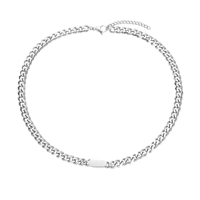Clavicle Chain Stainless Steel Silver Color Men Cuban Chain Necklace for Party---Product code 60675 1980 Gold