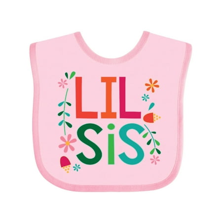 

Inktastic Lil Sis Girls Sister Announcement Gift Baby Girl Bib
