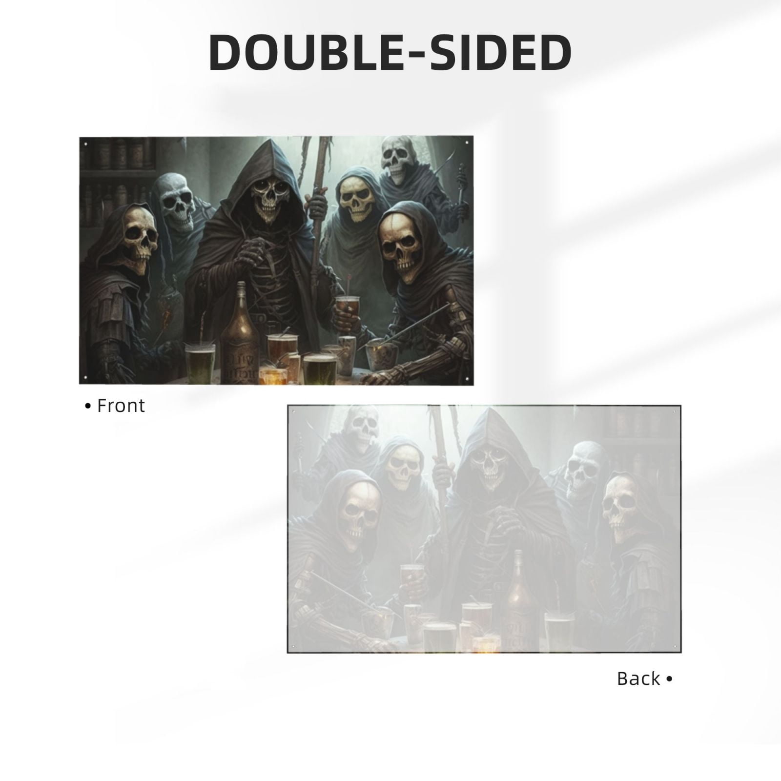 Grim Reaper Party Funny Skull Four Hole Decorated Banner Flag for Garden Yard Home Decoration Indoor Outdoor 4x6 Ft