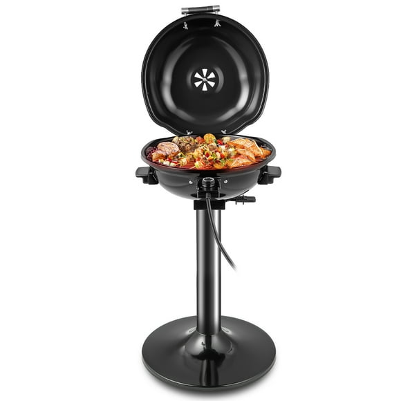 Costway Portable 1600W Electric BBQ Grill withTemperature Control & Grease Collector Black