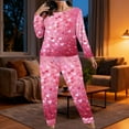 thumbnail image 2 of yievot Women's Valentines Pajama Sets Plus Size Long Sleeve Pjs Heart Printed Sleepwear Loungewear, 2 of 7