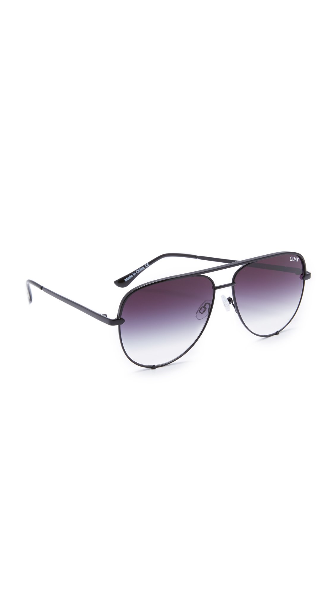 Quay Australia High Key Aviator Sunglasses, Black/Smoke Fade