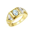 thumbnail image 6 of RYLOS Men's Rings 14K Yellow Gold Rings Designer Weave Band 7X5MM Oval Gemstone & Diamond Ring Aquamarine March Birthstone Rings For Men, Size 9, 6 of 7