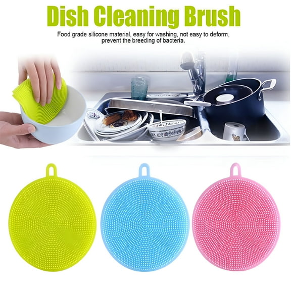 ACDANC 3-Pack Silicone Kitchen Dish Sponges - Multi-Functional Scrubbers and Dish Washing Brushes Dishwashing Sponge Scrubber Utensils for Efficient Cleaning