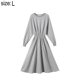 thumbnail image 2 of Laklulu Vestido midi de manga larga con cinturón para mujer, invierno, otoño, gris, L, 2 of 6