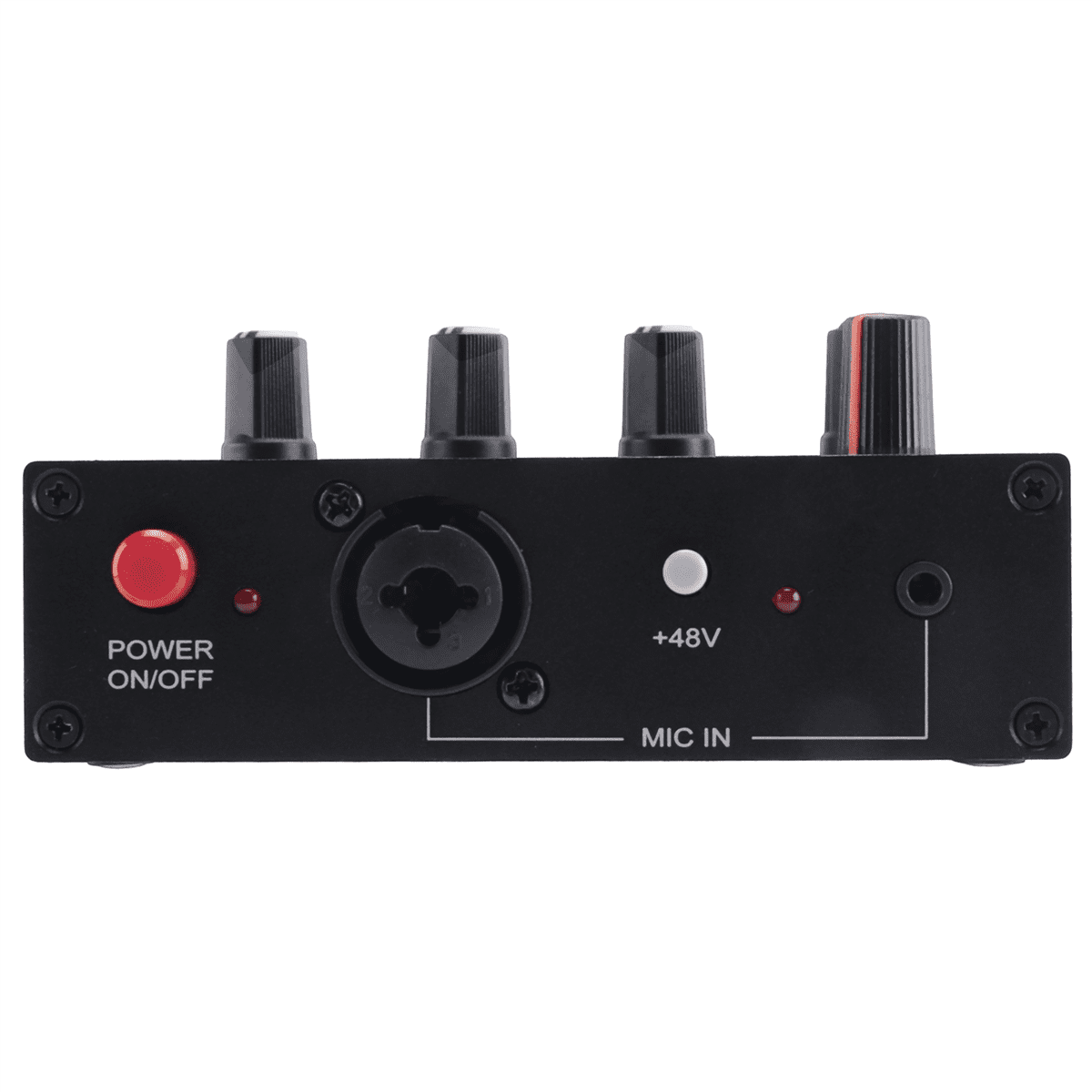 MIC-60 3-Band Equalizer Balanced Mic Preamp Microphone Preamplifier with DC Cable and 6.5mm Cable,1 x Main unit 1 x DC cable 1 x male to male cable,Black