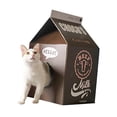 thumbnail image 3 of Cardboard Cat House Corrugated Paper Milk Box Shape Cat Scratching House Bed for Cats Kittens, 3 of 8