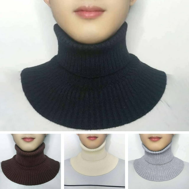 Trayknick Men's Knitted Scarf Cold-Proof Versatile Keep Warmth All-match Solid Color Elastic Neck Cover for Winter Grey