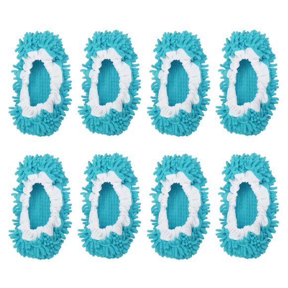 Uxcell Mop Slippers Washable Chenille Duster Cleaning Shoes Cover Blue 8 Pack