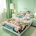 thumbnail image 3 of meiyoeat Hawaii Sea Beach Bed Sheets For Kids,Pink Kawaii Floral Blossom Full Size Sheets For Girls,4-Piece, 3 of 6