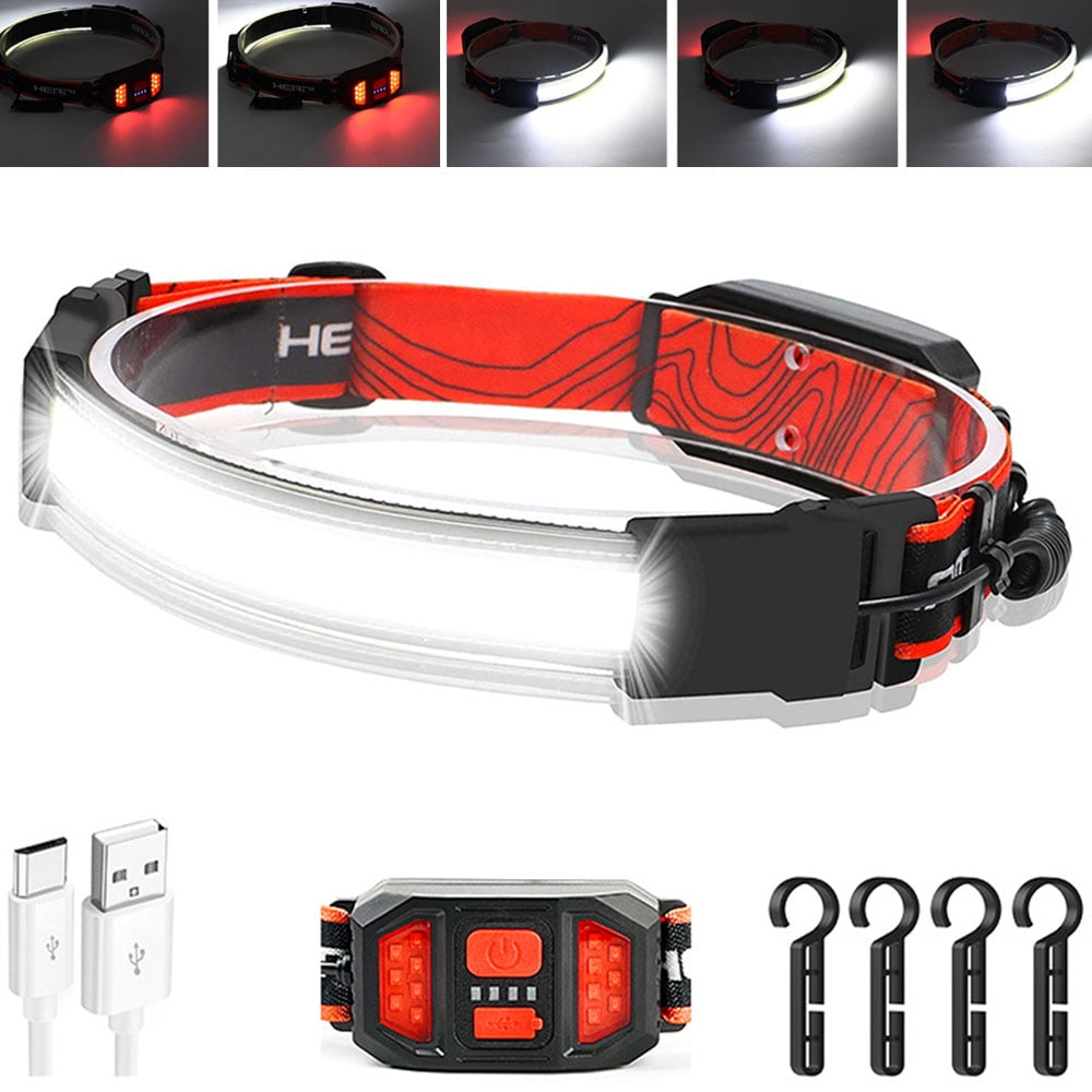 Elbourn LED Headlamp Flashlight 1000 Lumens, USB Rechargeable Headlamp with Red  Tail Light, Headlamps for Hard Hat