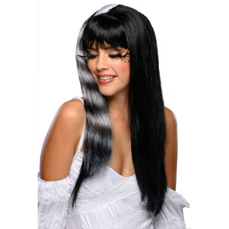 Rubies Halloween Sexy Kitty Cat Striped Adult Wig, Black White, One Size