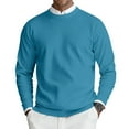 thumbnail image 2 of Domuza Crew Neck Sweaters Men Long Sleeve Ribbed Textured Knitt Sweaters Fall Winter Thermal Trendy Regular Fit Solid Color Pullover Sky Blue M, 2 of 6