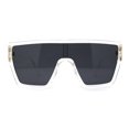 thumbnail image 1 of Oversize Flat Top Shield Square Rectangle Plastic Fashion Sunglasses Clear Black, 1 of 4