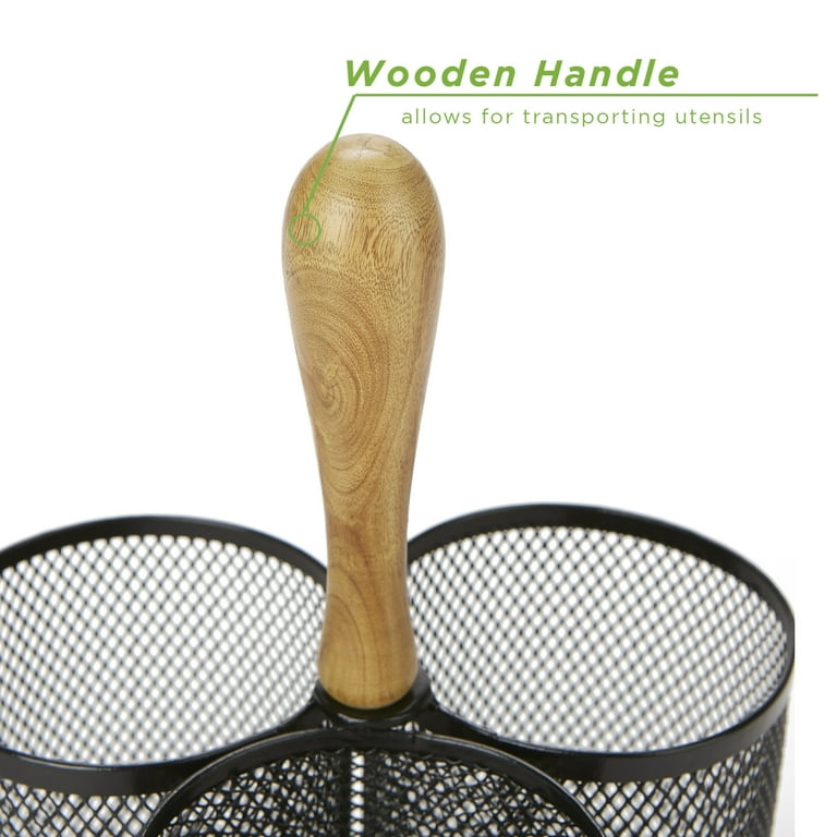 Swivel Cutlery Caddy with Leatherette Handle — The Doily Lady