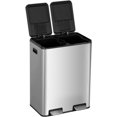 thumbnail image 1 of FDW 60L Dual Compartment Trash Can, 16 Gallon Stainless Steel Step Bin, 2x30L Removable Buckets, Soft Close Lids, Kitchen Recycling, 1 of 6