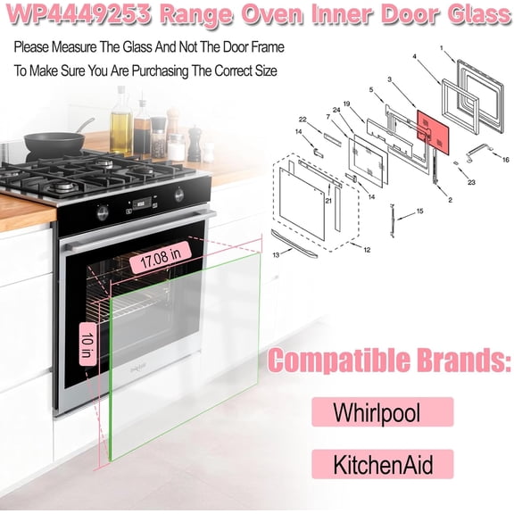 Whirlpool Oven Door Glass Replacement - 3.9 lbs