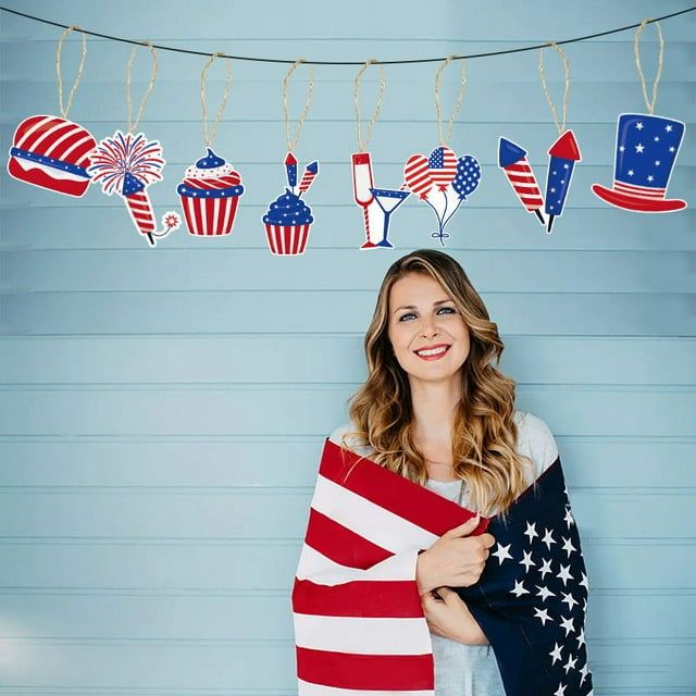 Reweti Clearance Independence Day Party Decoration Gift Pendant Hanger Tag Photography 8pcs Set
