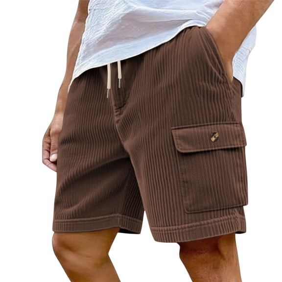 Mens Corduroy Shorts Lightweight Elastic Waist Drawstring Mens Summer Shorts Casual with Pockets Loose Fit Men Beach Shorts