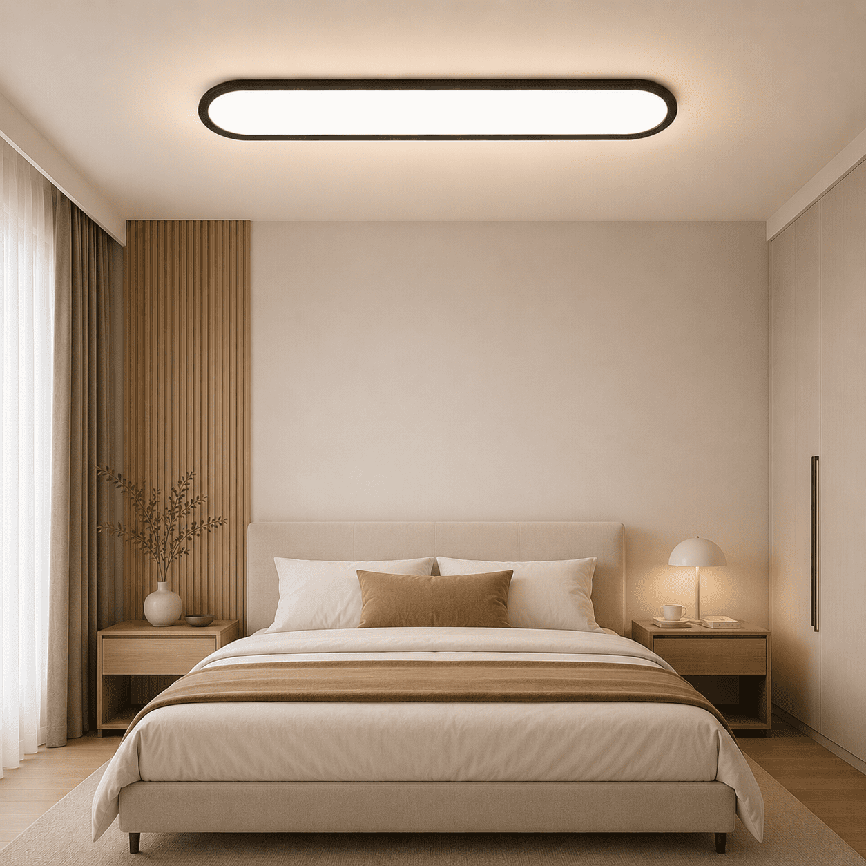 Garwarm 48W 39.4 in Black Modern Linear LED Ceiling Light with Remote, Dimmable Flush Mount Ceiling Lamp, 3000K-6500K Low Profile Light Fixture for Bedroom, Kitchen, Closet, Hallway