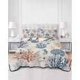 thumbnail image 2 of Quilts Queen Size Bedding Set, Blue Coastal Reversible Summer Quilt 3 Pieces, Summer Beach Coral Shell Starfish Vintage Lightweight Bedspreads Coverlets with 2 Pillow Shams for All Seasons, 2 of 5