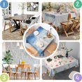thumbnail image 4 of 60x60in(152x152cm) Square Tablecloth, Waterproof Polyester Table Cover, Wrinkle Resistant & Washable Fabric for Dining, Kitchen, Picnic, Abstract Geometry Print, 4 of 6