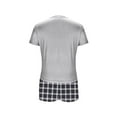 thumbnail image 4 of FAHXNVB Women's Pajama Set 2 Piece V Neck Short Sleeve Shirt with Plaid Boxer Shorts 2025 Summer Comfy Loose Pjs Lounge Sets, 4 of 5