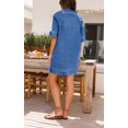 thumbnail image 4 of Chouyatou Womens Summer Casual Denim Dress Short Sleeve V Neck Distressed Jean Dresses Mini Shirt Dress, 4 of 5