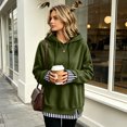 thumbnail image 5 of Womens Fake Two Piece Hooded Sweatshirt Casual Pullover Chic Layered Look Hooded Featuring Ribbed Contrast Trim Drawstring And Side Slits Daily Wear, 5 of 5
